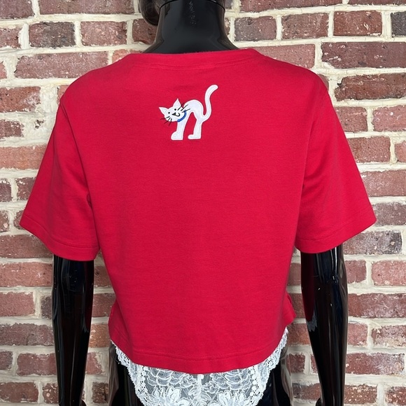 Vintage Cat and Mouse Button Front Tee w/ Buttons Up The Front Size S - Picture 3 of 5